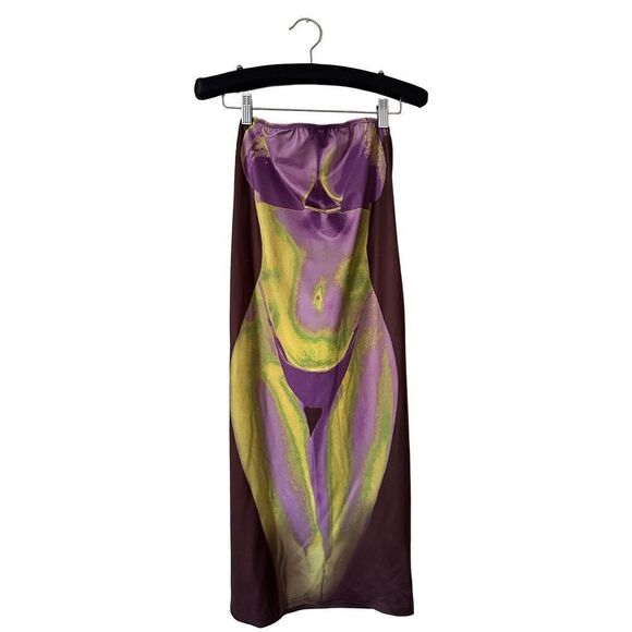SHEIN SXY Body Heat Map Printable Strapless Dress - Picture 1 of 4
